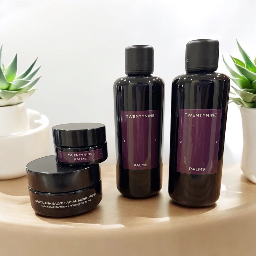 TwentyNine Palms SkinCare Set-Eye Crm-Moisturizer & Cleanser-Exfoliat’g Solution